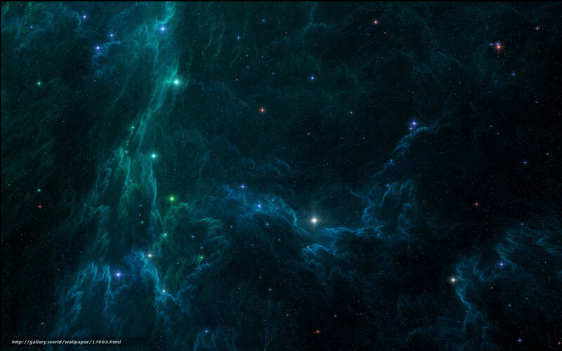 Nebula with Stars — Blue, Cosmic, Night, Digital Art