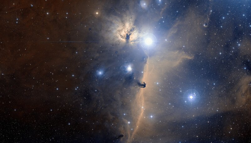Nebula with Stars — Blue, Cosmic, Night, Photograph, Gas Clouds, Dust, Brown