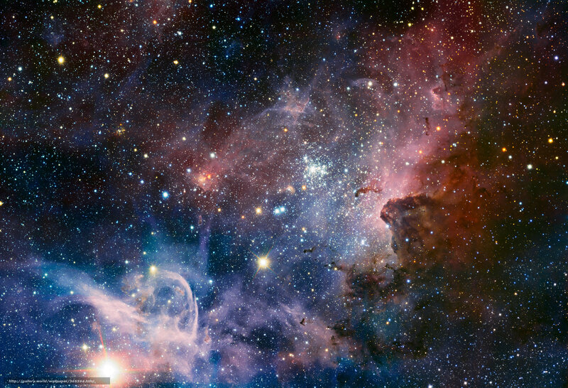 Nebula with Stars — Blue, Cosmic, Night, Photograph, Gas Clouds, Dust