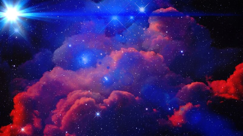 Nebula with Stars — Blue, Dramatic, Night, Digital Art, Clouds