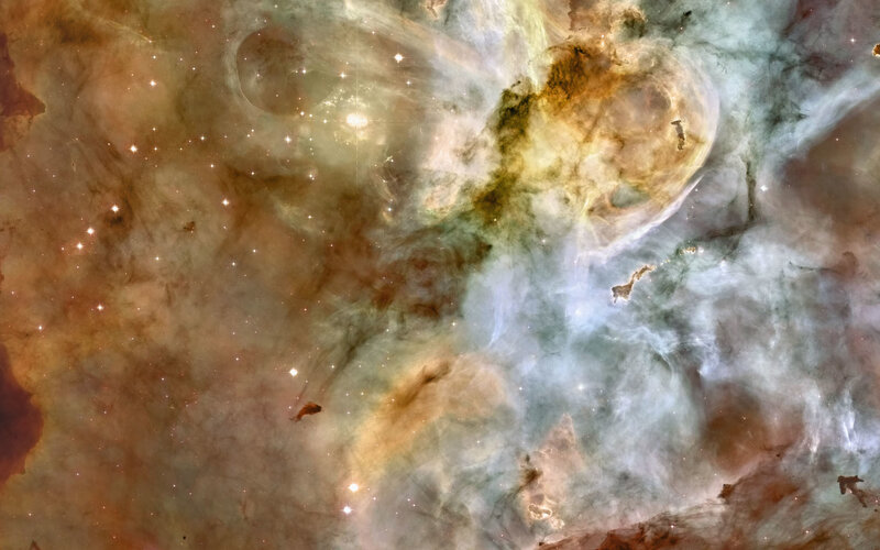 Nebula with Stars — Brown, Cosmic, Photograph, Gas Clouds, Dust, White, Blue