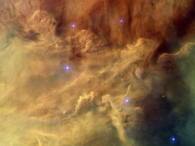 Nebula with Stars — Brown, Cosmic, Photograph, Gas Clouds, Dust, Yellow