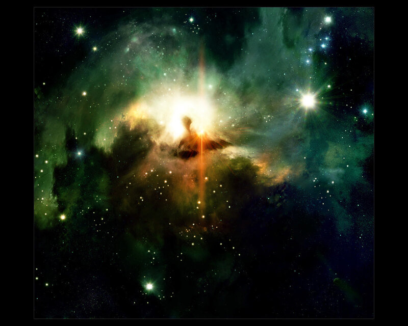 Nebula with Stars — Green