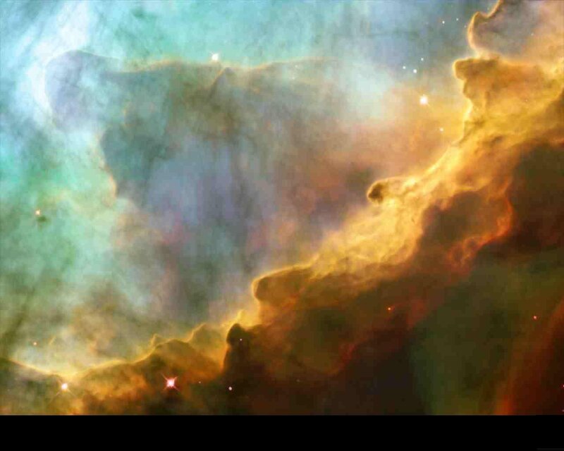 Nebula with Stars — Orange, Cosmic, Photograph, Gas Clouds, Green