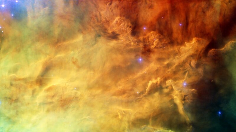 Nebula with Stars — Orange, Cosmic, Photograph, Gas Clouds, Yellow