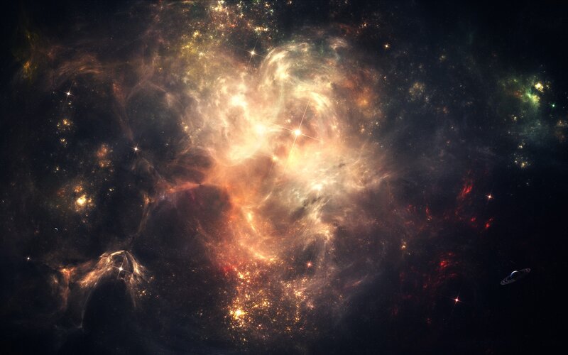 Nebula with Stars — Orange, Dramatic