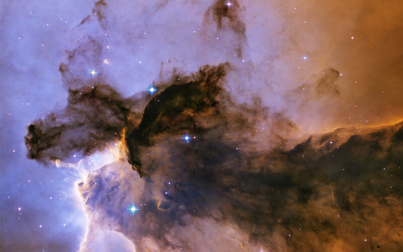 Nebula with Stars — Purple, Cosmic, Photograph, Gas Clouds, Dust, Orange