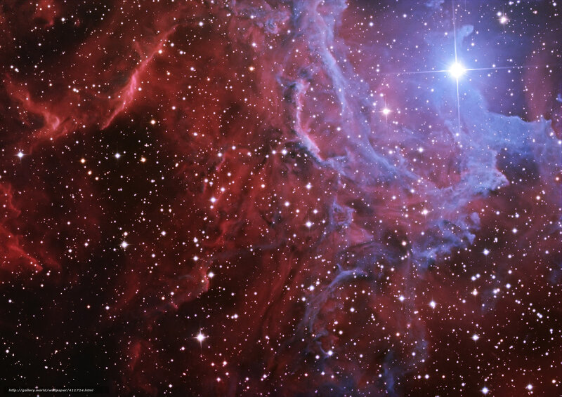 Nebula with Stars — Red, Cosmic, Night, Photograph, Gas Clouds, Dust