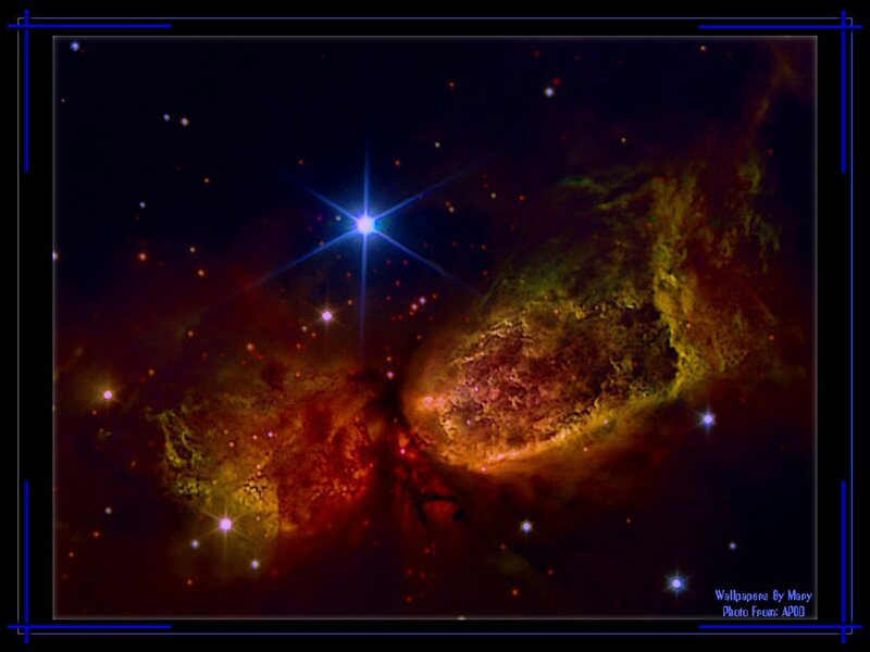 Nebula with Stars — Red, Cosmic, Night, Photograph