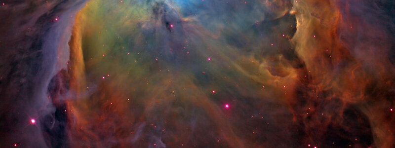 Nebula with Stars — Red, Cosmic, Photograph, Gas Clouds, Dust, Green, Blue