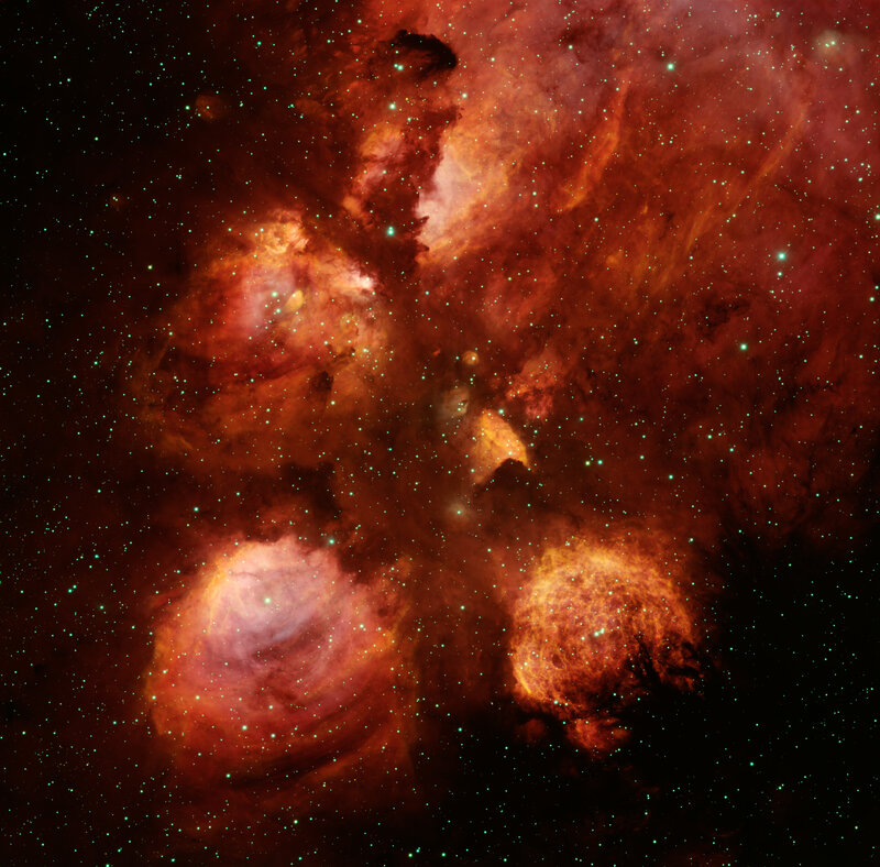 Nebula with Stars — Red, Cosmic, Photograph, Gas Clouds, Dust, Orange, Black