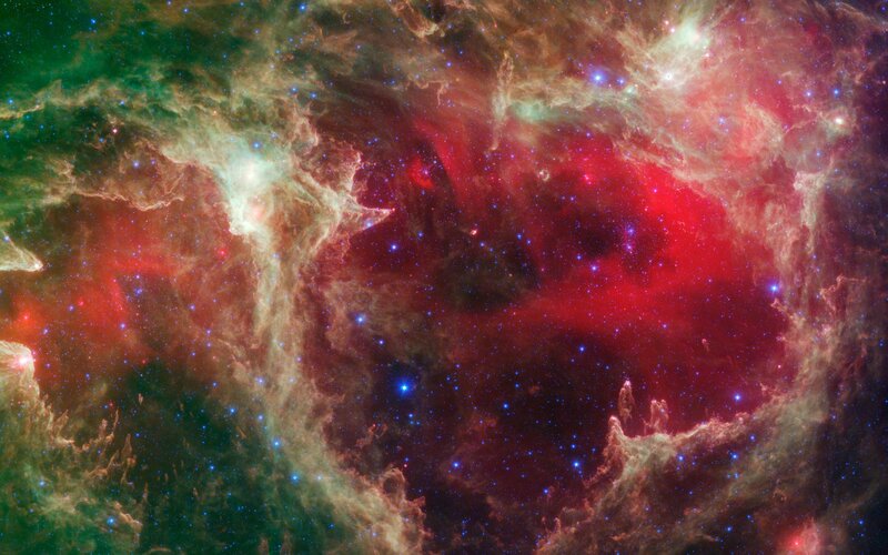 Nebula with Stars — Red, Cosmic, Photograph, Gas Clouds