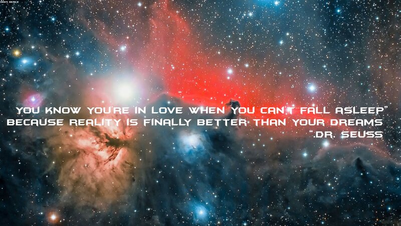 Nebula with Stars — Red, Cosmic, Photograph, Text