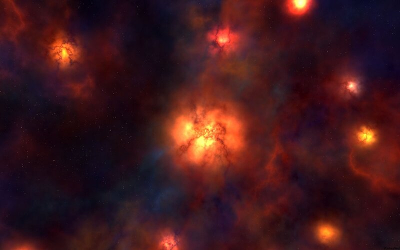 Nebula with Stars — Red, Dramatic, Digital Art, Gas Clouds