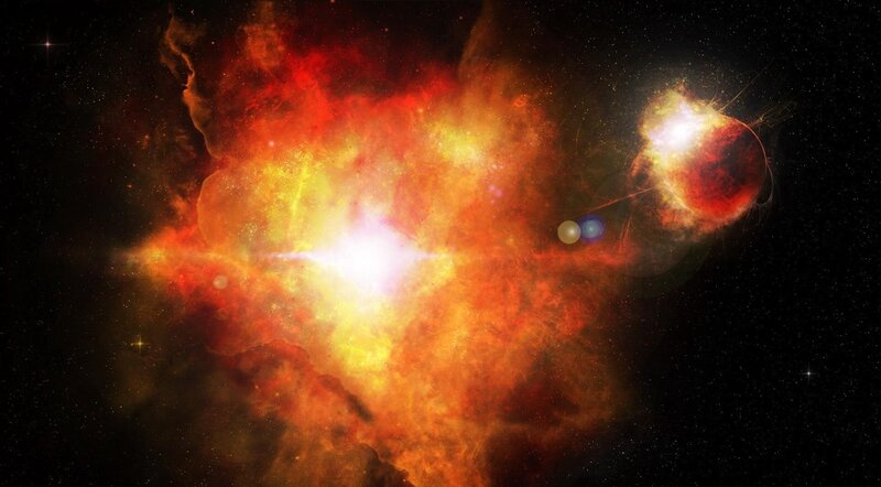 Nebula with Stars — Red, Dramatic, Digital Art