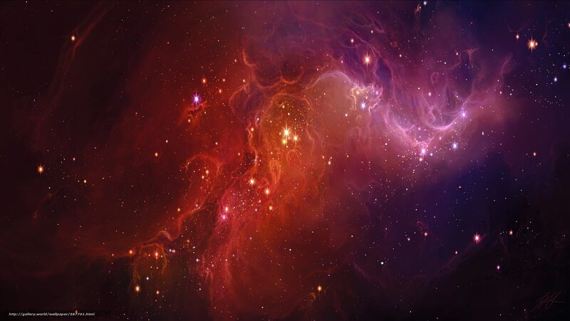 Nebula with Stars — Red, Dramatic, Night