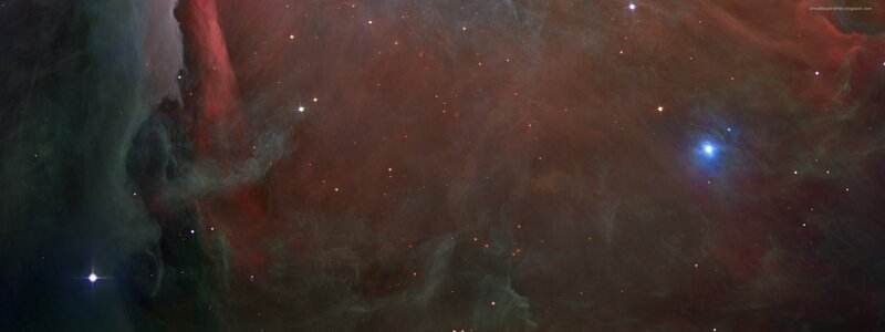 Nebula with Stars — Red, Green