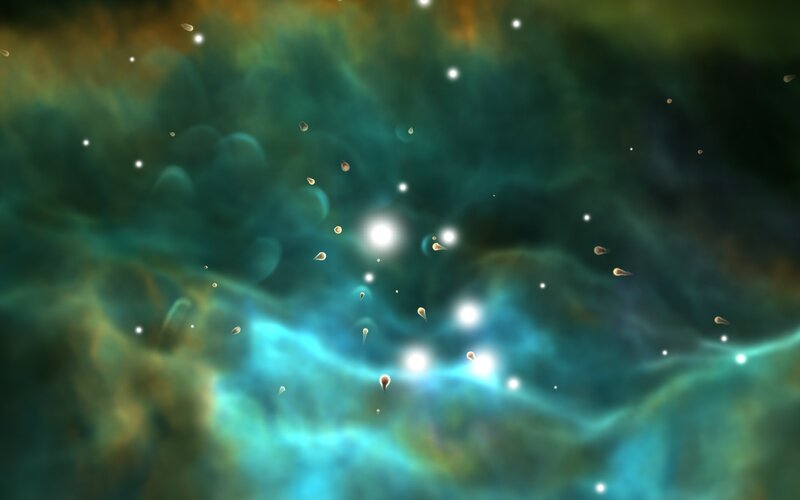 Nebula with Stars — Teal, Cosmic, Digital Art