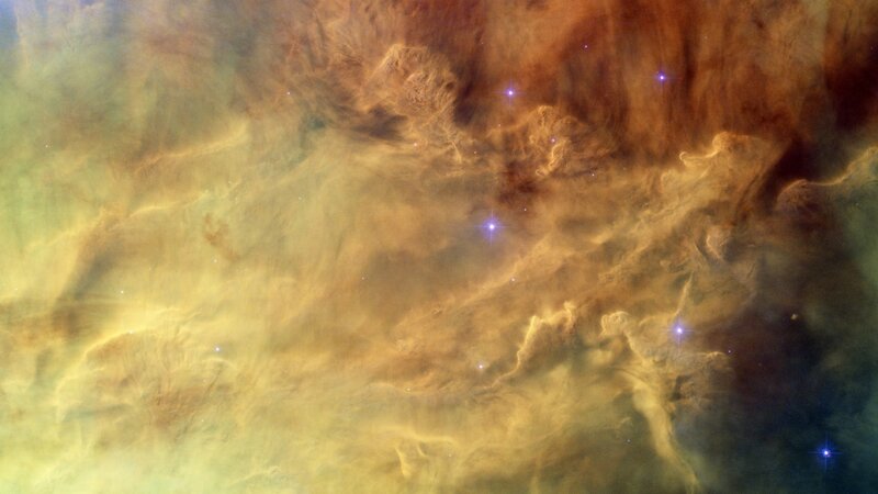 Nebula with Stars — Yellow, Cosmic, Photograph, Gas Clouds, Dust, Brown