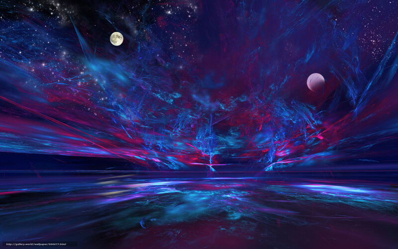 Nebula with Two Moons