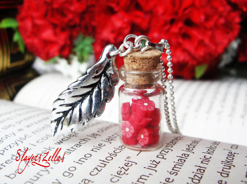 Necklace with Bottle Pendant — Red