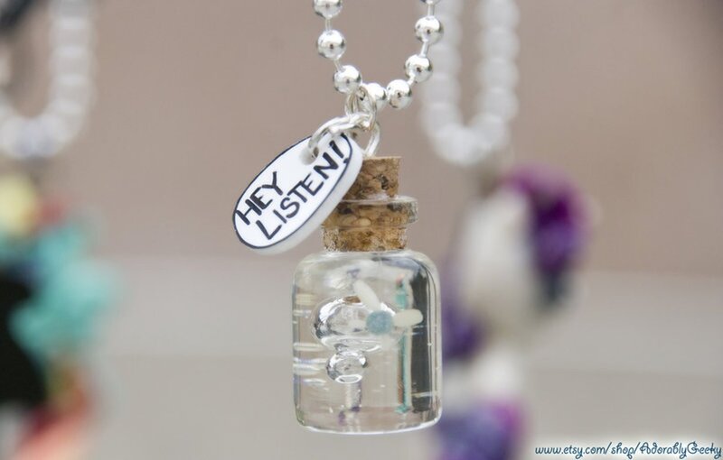 Necklace with Bottle Pendant — White