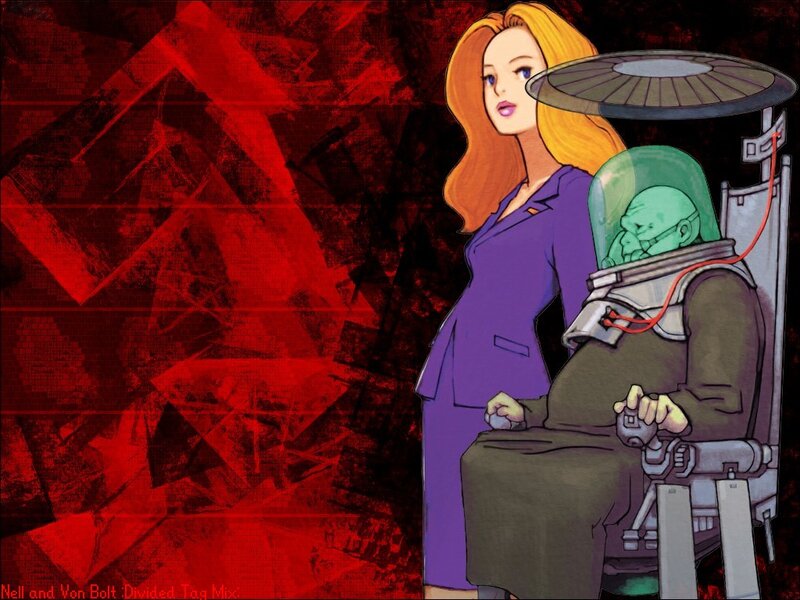 Nell and Von Bolt in a sci-fi scene