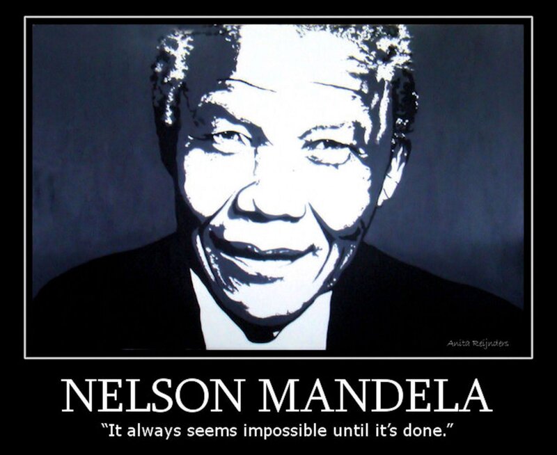 Nelson Mandela Portrait — Black, Inspirational