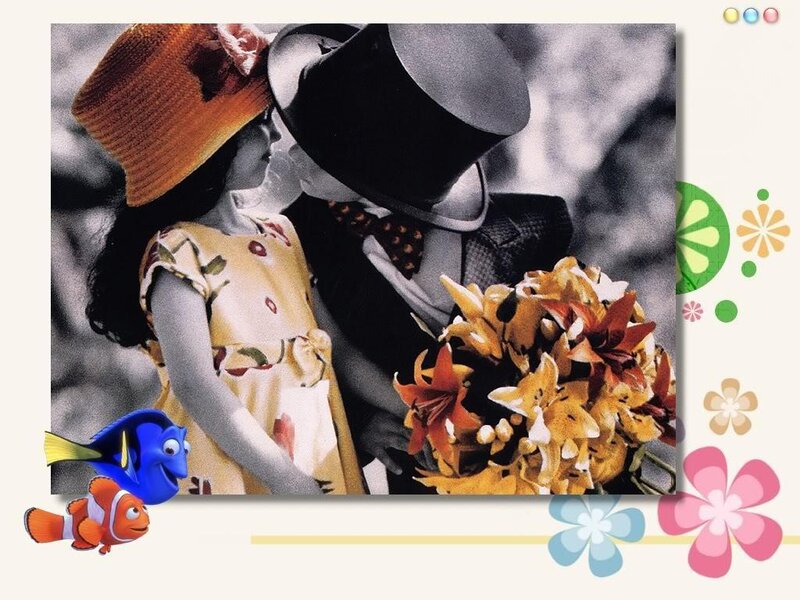 Nemo and Dory with vintage couple