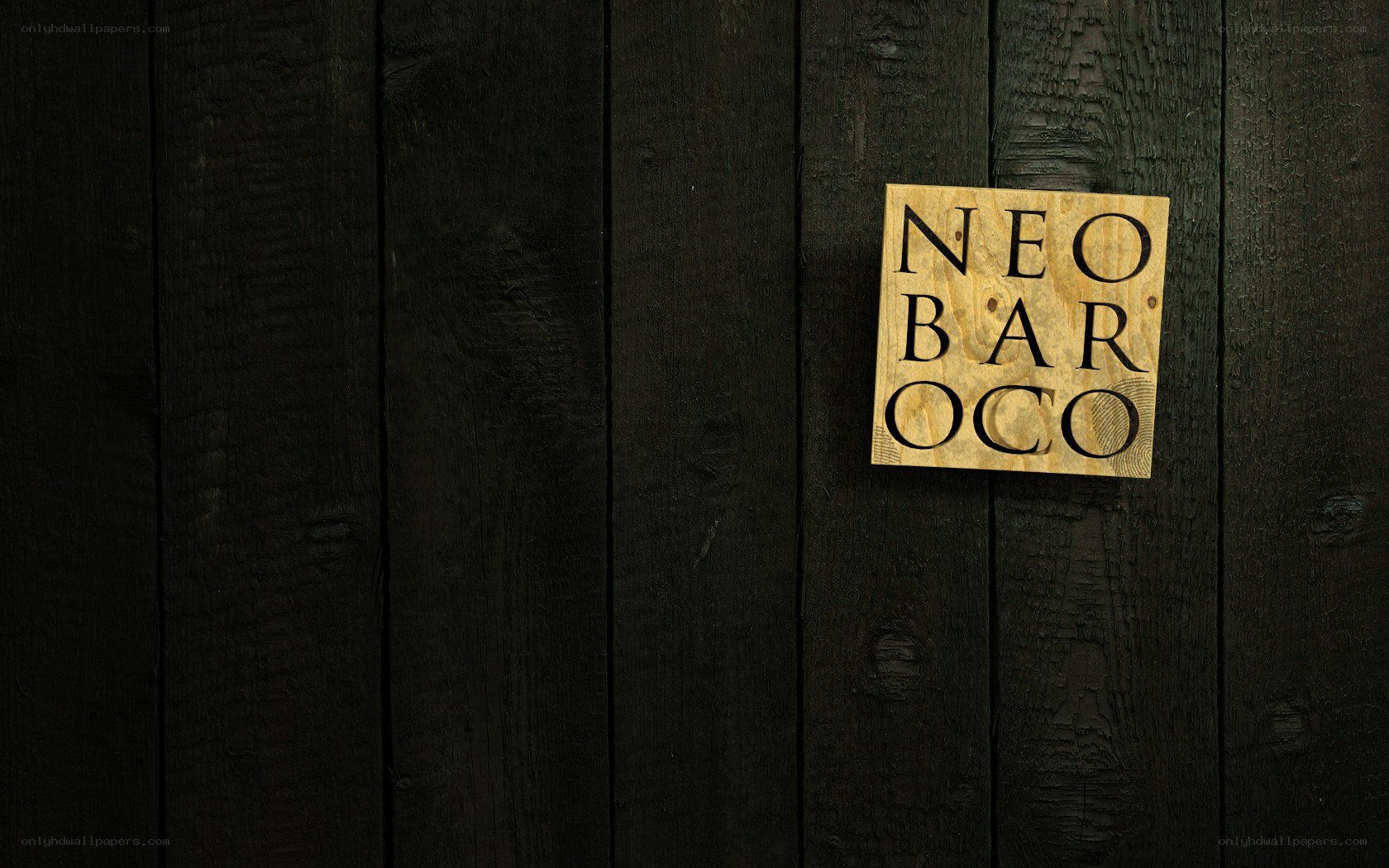Neo Baroco sign on wood