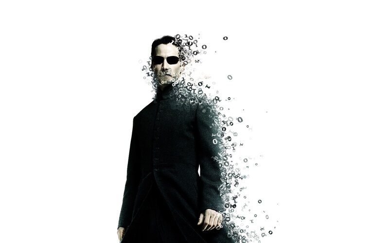 Neo dissolving in the matrix