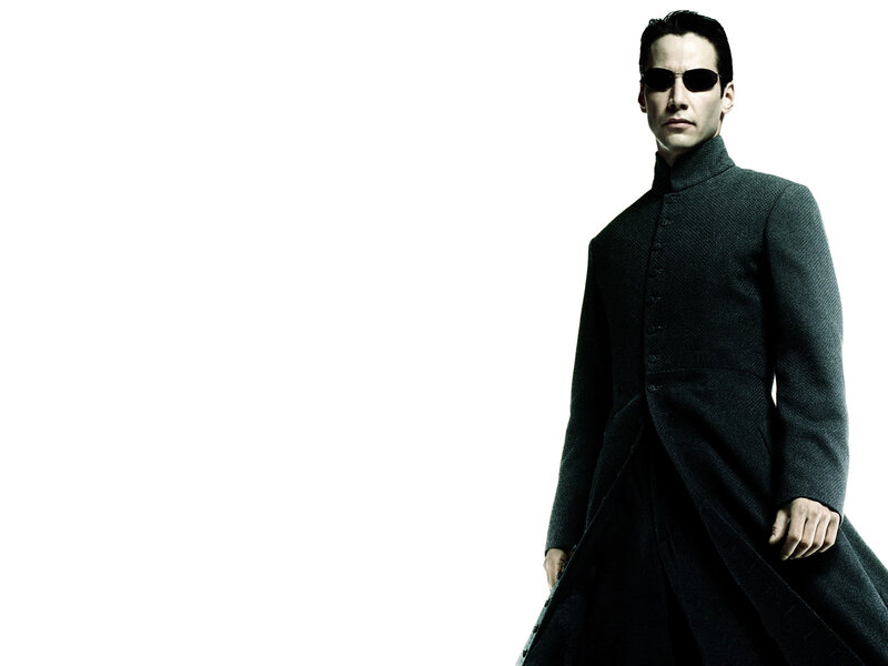 Neo in a black coat