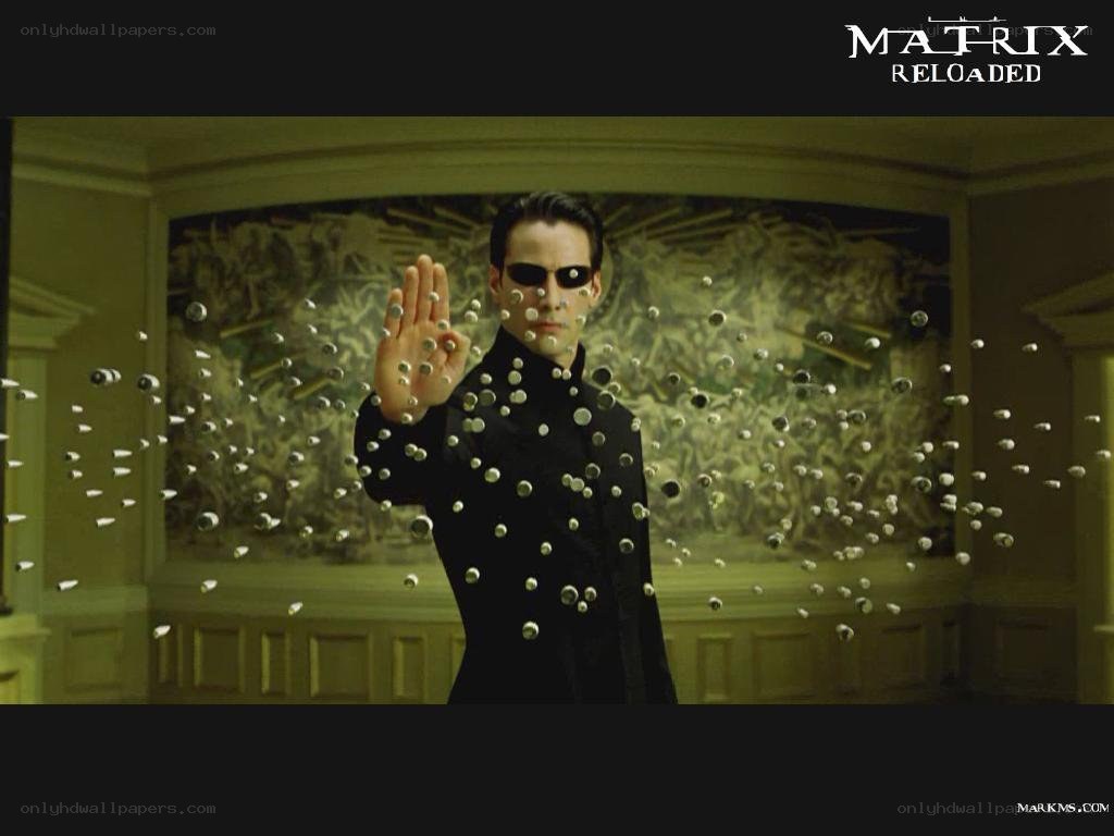 Neo stops bullets in Matrix Reloaded