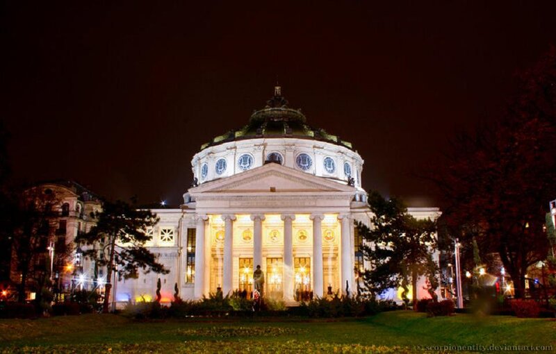 Neoclassical Building at Night — White