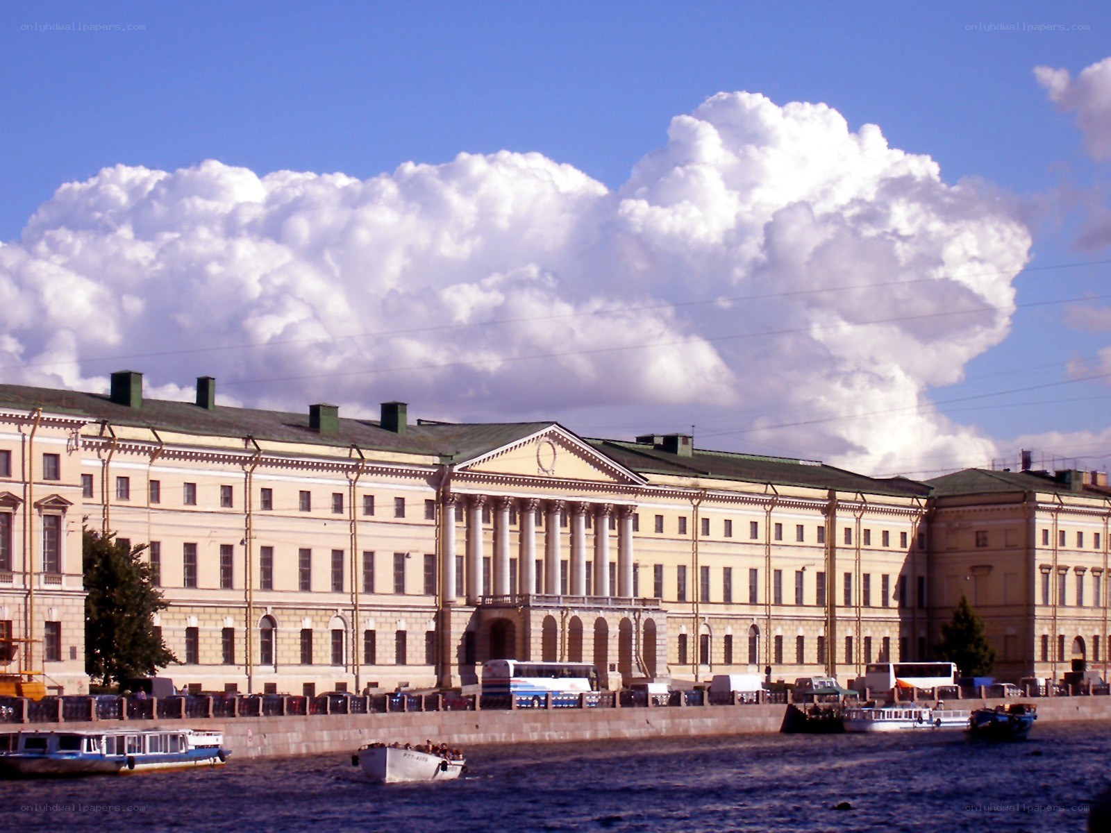 Neoclassical building by the river
