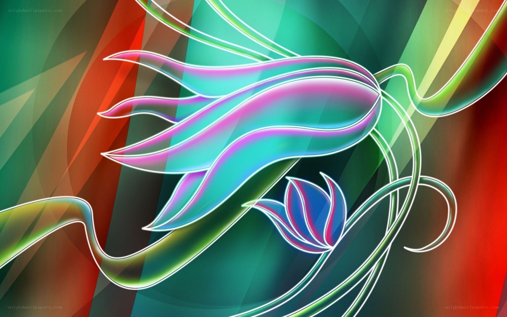 neon abstract floral design