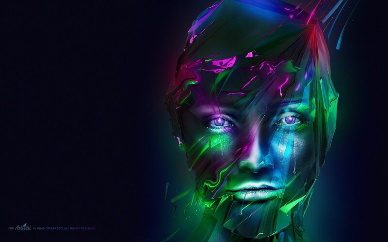 neon abstract human face