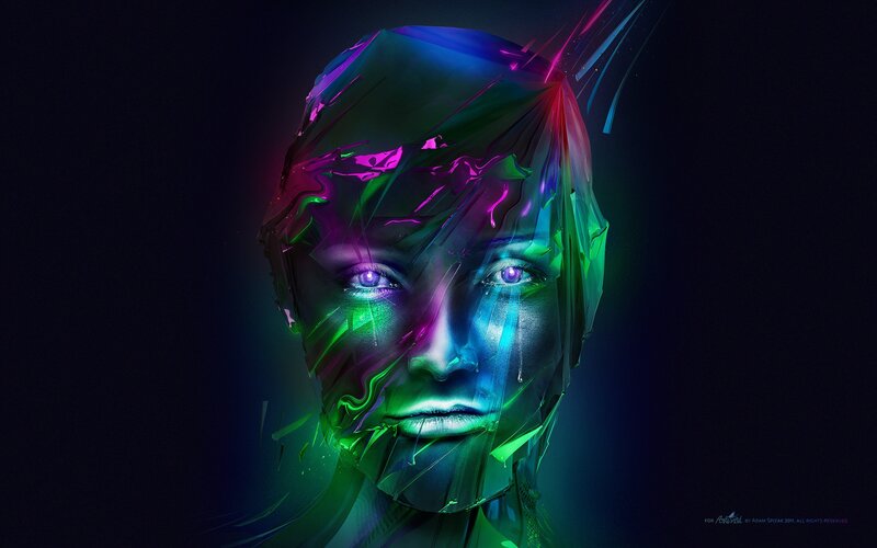 neon abstract human face