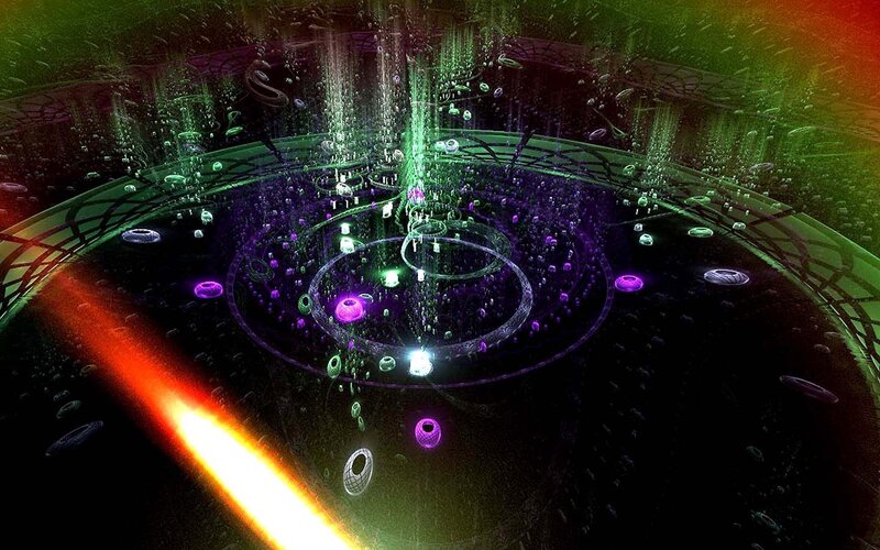 neon alien technology scene