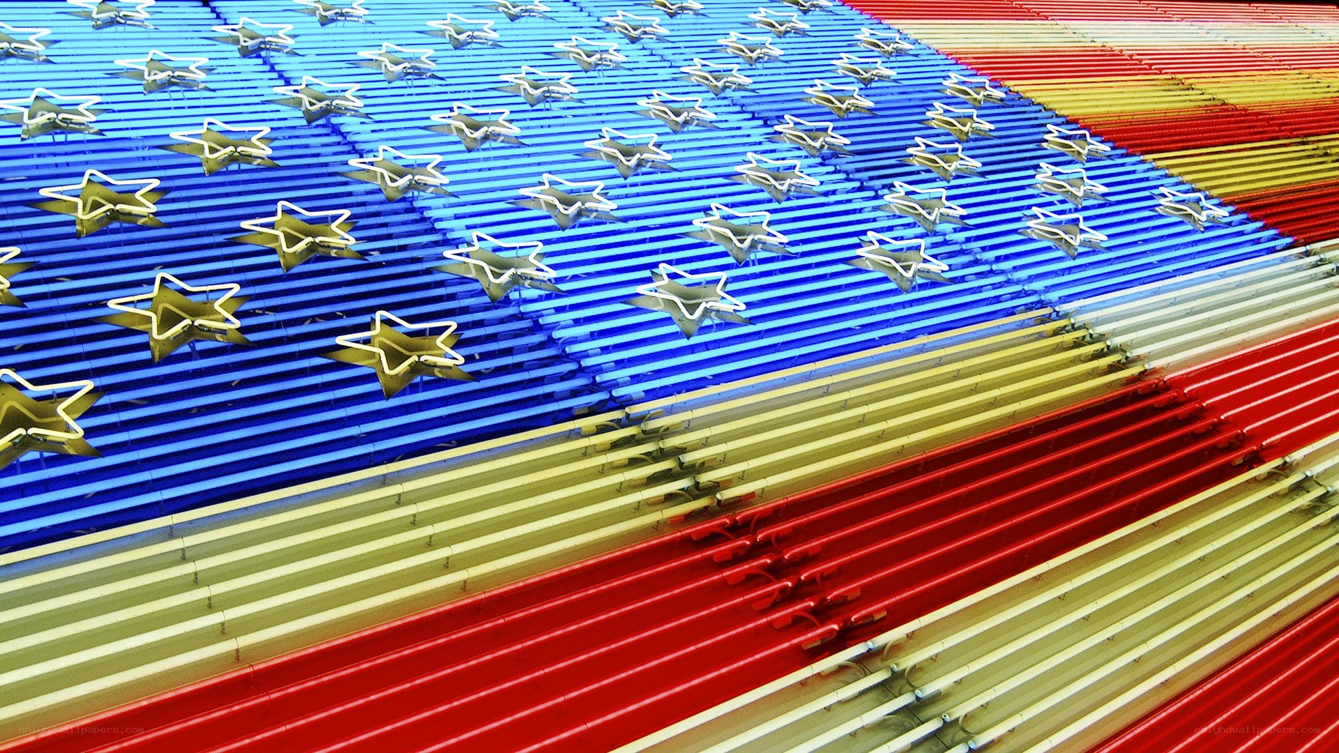 Neon American flag artwork