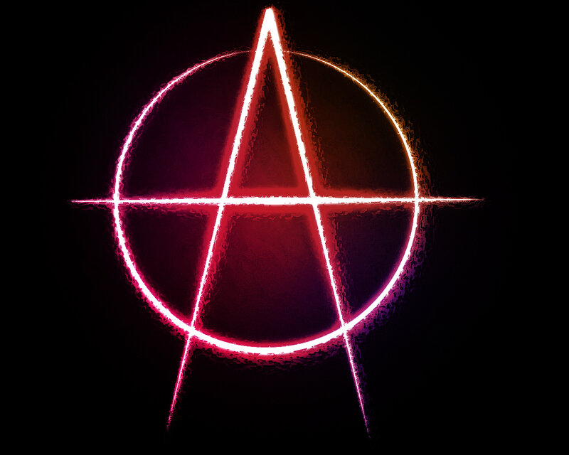 neon anarchy symbol
