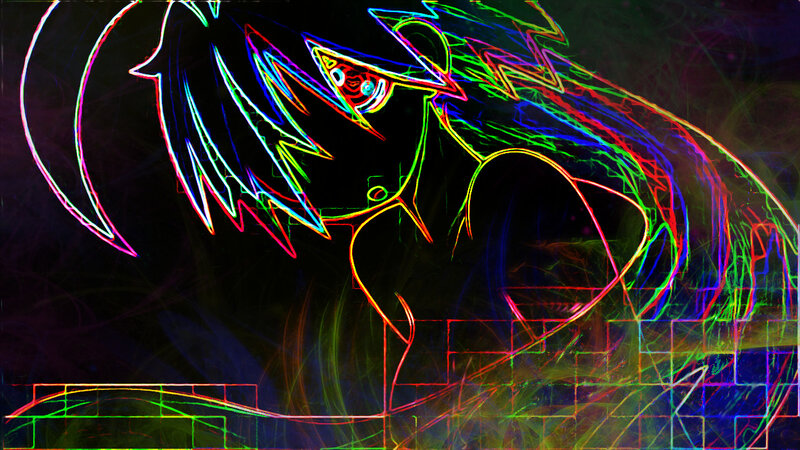 neon anime character art