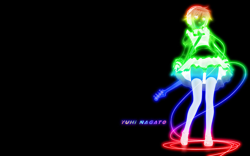 neon anime girl with guitar
