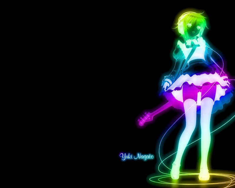 neon anime girl with guitar