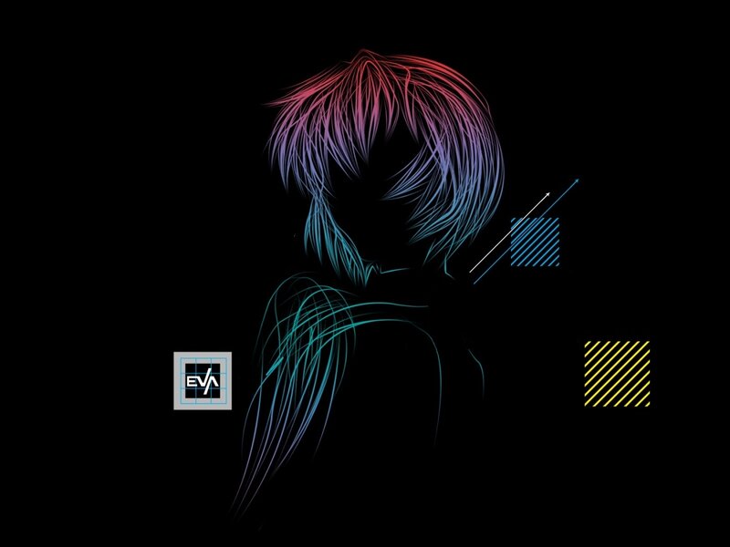 Neon anime silhouette art