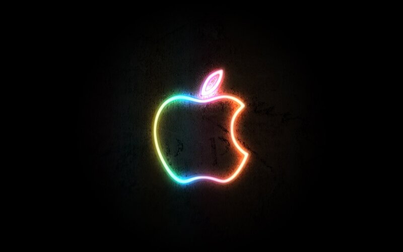 neon apple logo