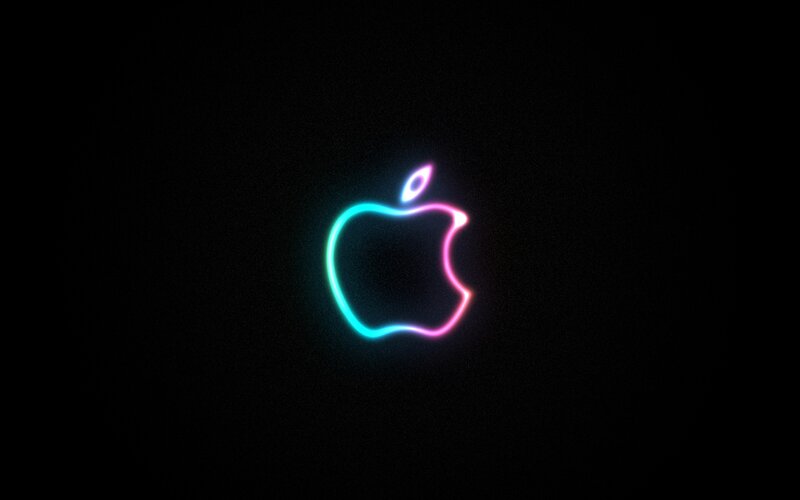 neon apple logo