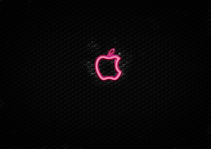 Neon Apple Logo — Black, Dark, Futuristic