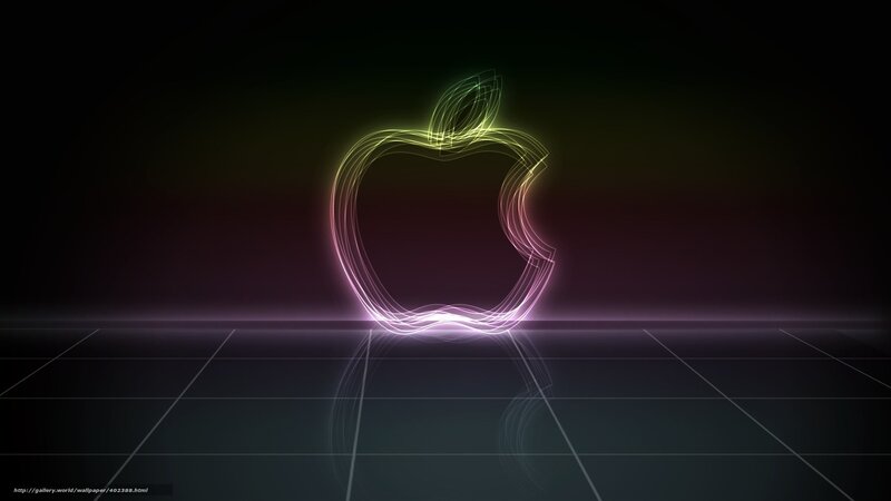 Neon Apple logo on grid