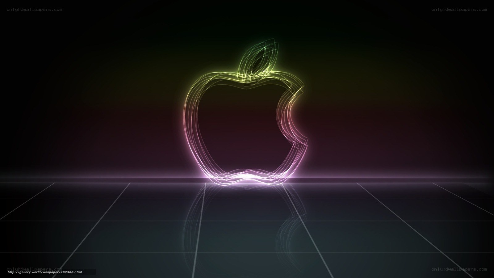 Neon Apple logo on grid